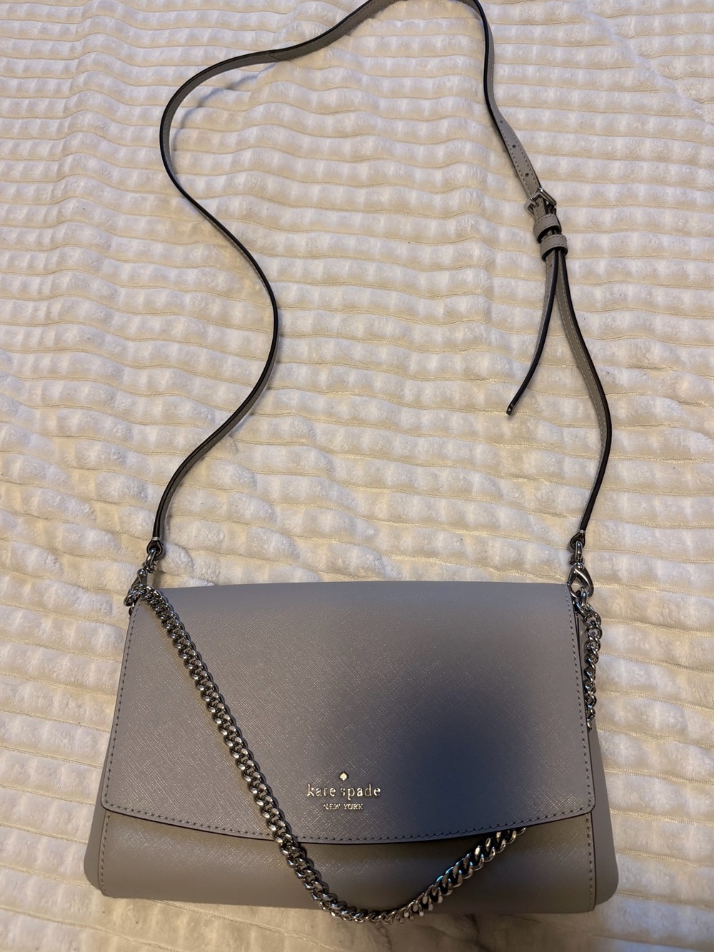 kate spade Gray Leather Crossbody with Chain Strap